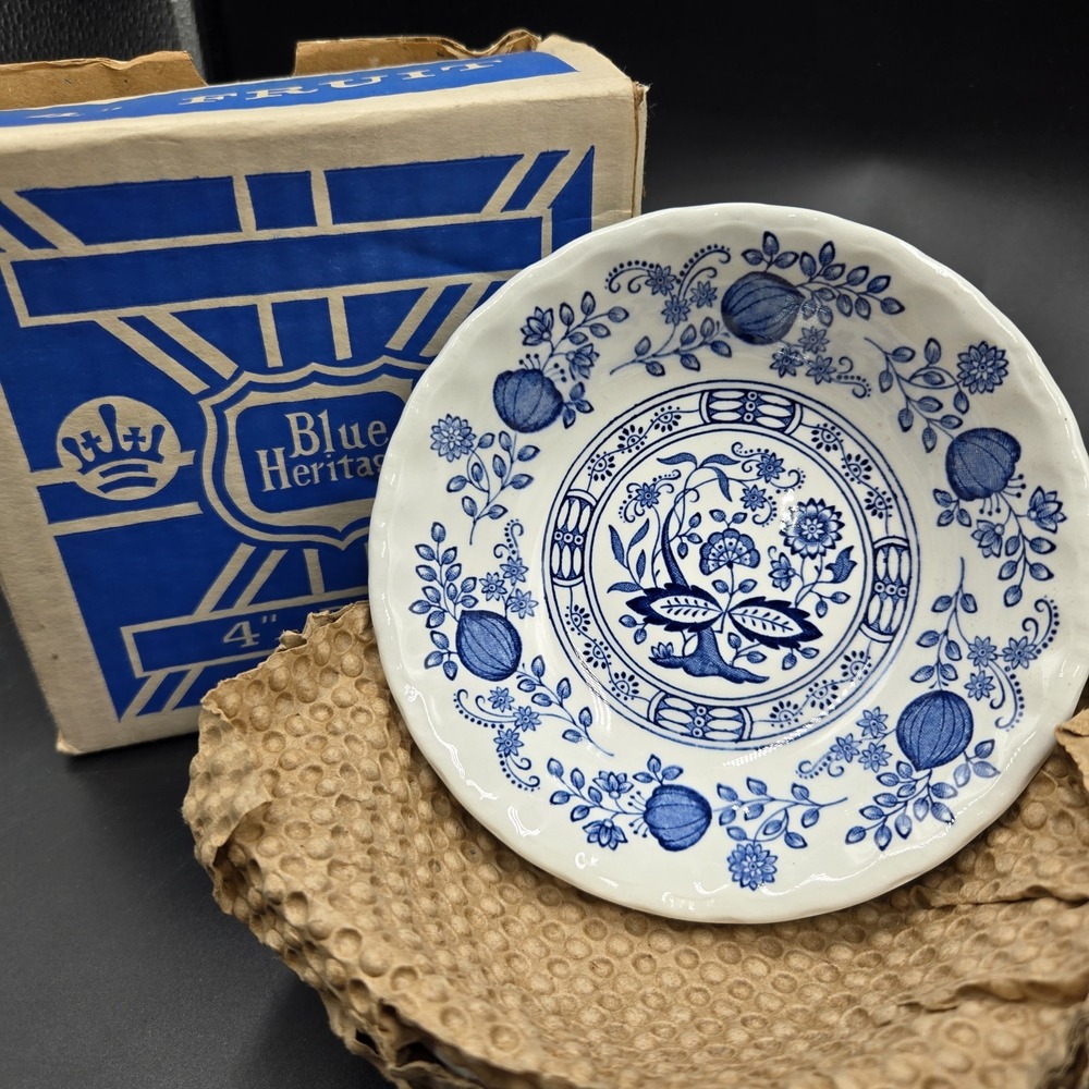 Vtg 70s New Enoch Wedgwood England Blue Heritage Set of‎ 4 Fruit Bowls 4" Rare
